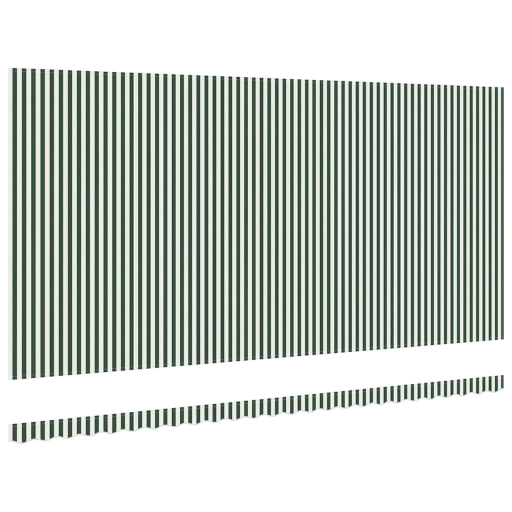 Tessuto di ricambio per tenda da sole, 6 x 3 m, robusto tessuto per tenda da sole, verde e bianco, in poliestere 240 g/m², tessuto di ricambio con mantovana, per tenda da sole, balcone