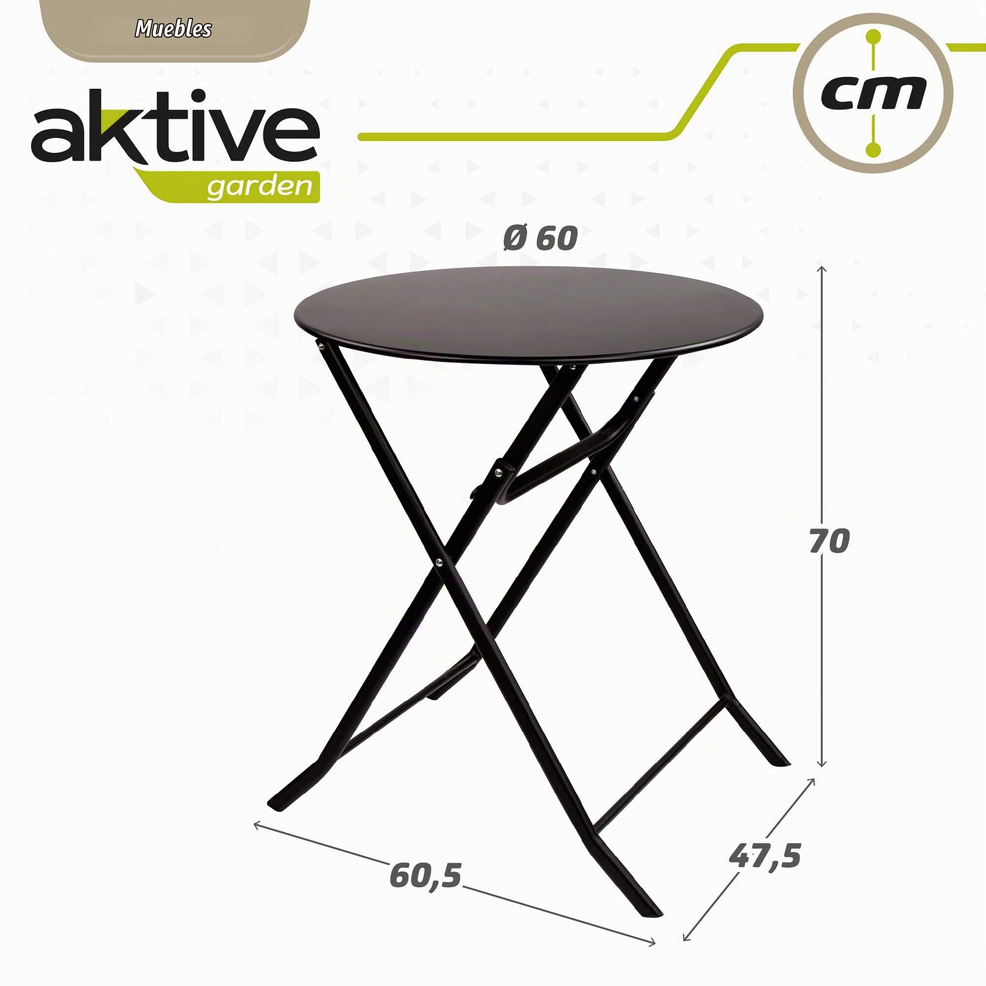 Mesa redonda plegable jardín metal Aktive, 61047