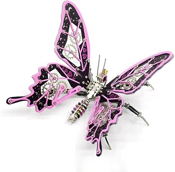 3D Metal Butterfly Model Kit, DIY Mechanical Butterfly Puzzle Assembly, Colorful Steampunk Insect Desk Decoration for Adults Enthusiasts