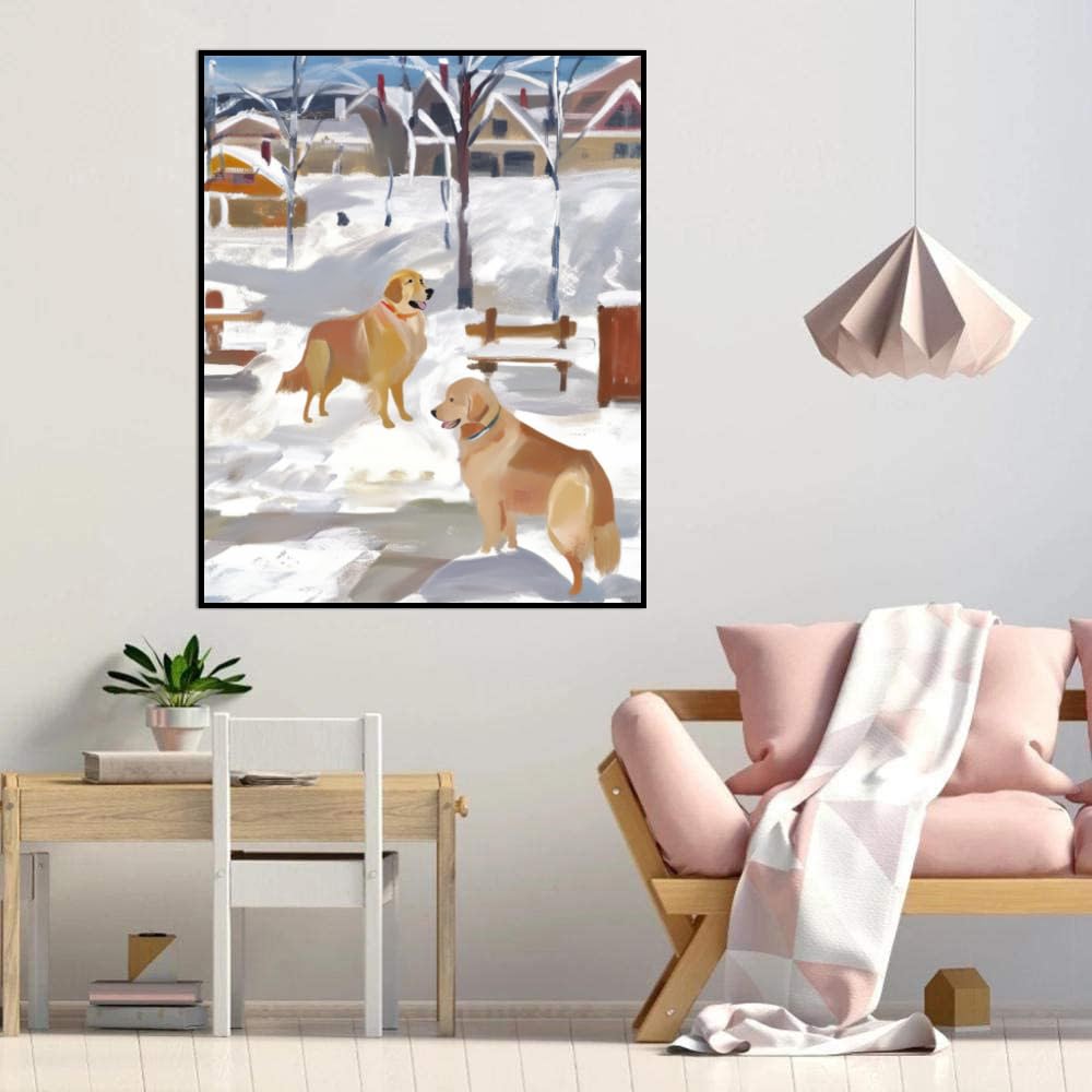 DIY Paint by Number for Adults Beginner Golden Retriever Dog Paint by Number on Canvas DIY Oil Painting for Gift Home Wall Decor 12x16inch(30x40cm) Frameless