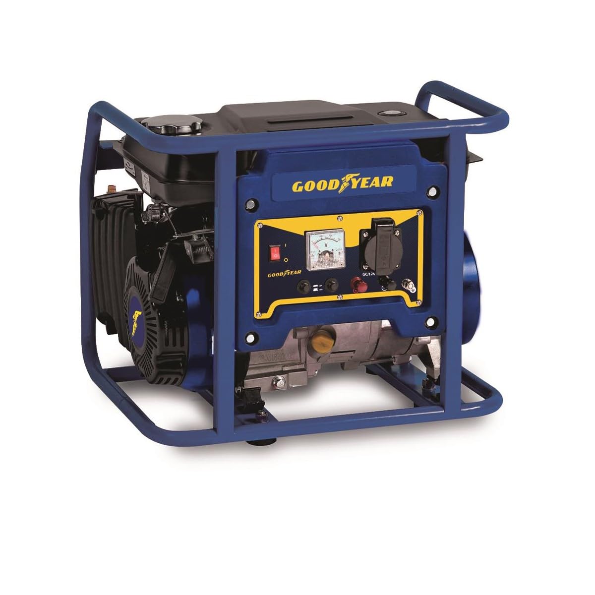 Goodyear - Generador Eléctrico Silencioso 1.000 W. 230V Tensión Nominal. Motor 4 tiempos OHV. Arranque Manual. Regulador Automático Tensión AVR. Depósito Gasolina 6 L
