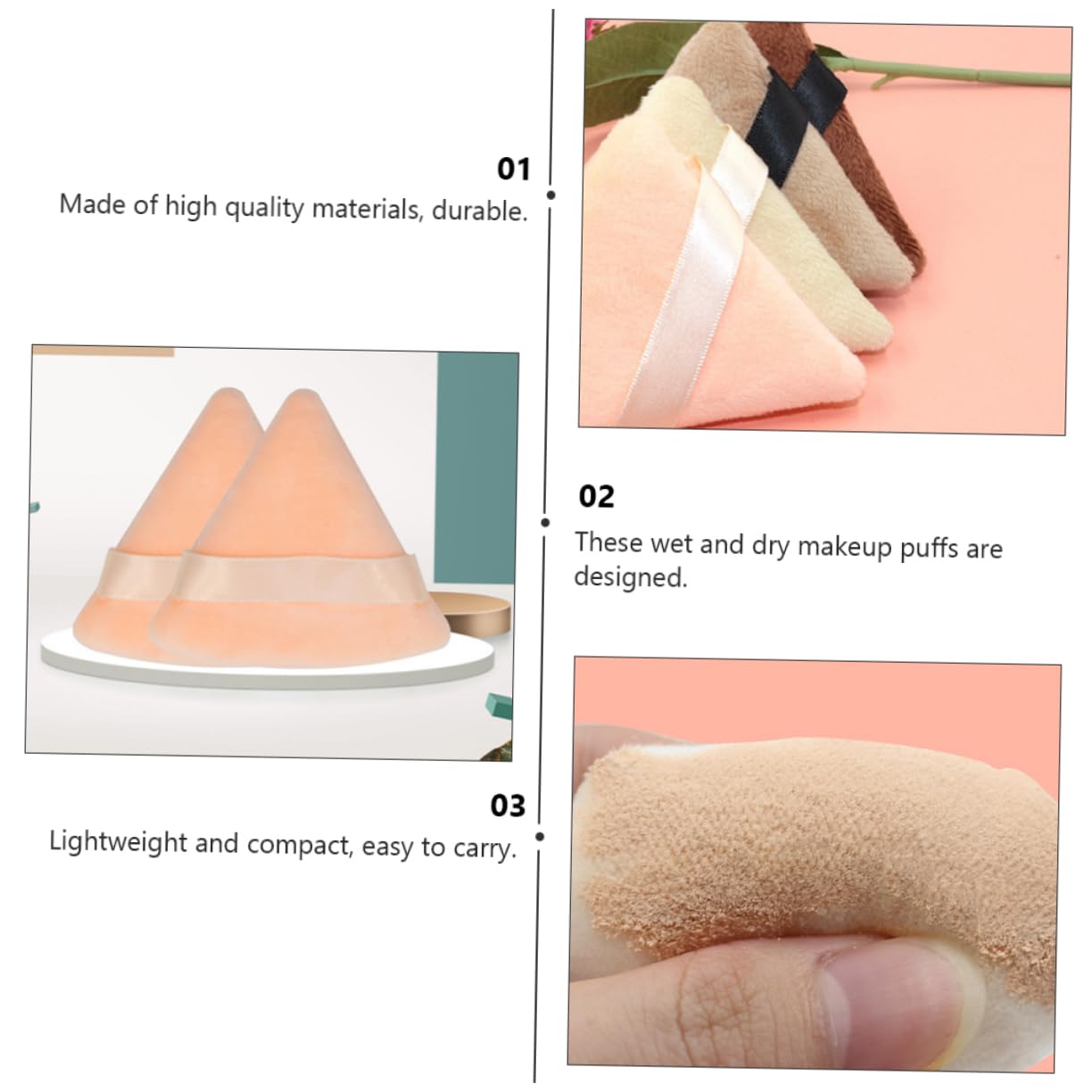 BESTYASH Beauty Sponges Makeup Tool 4pcs Triangle Makeup Facial Powder Puff Gentle Skin-friendly Easy to Clean for Use