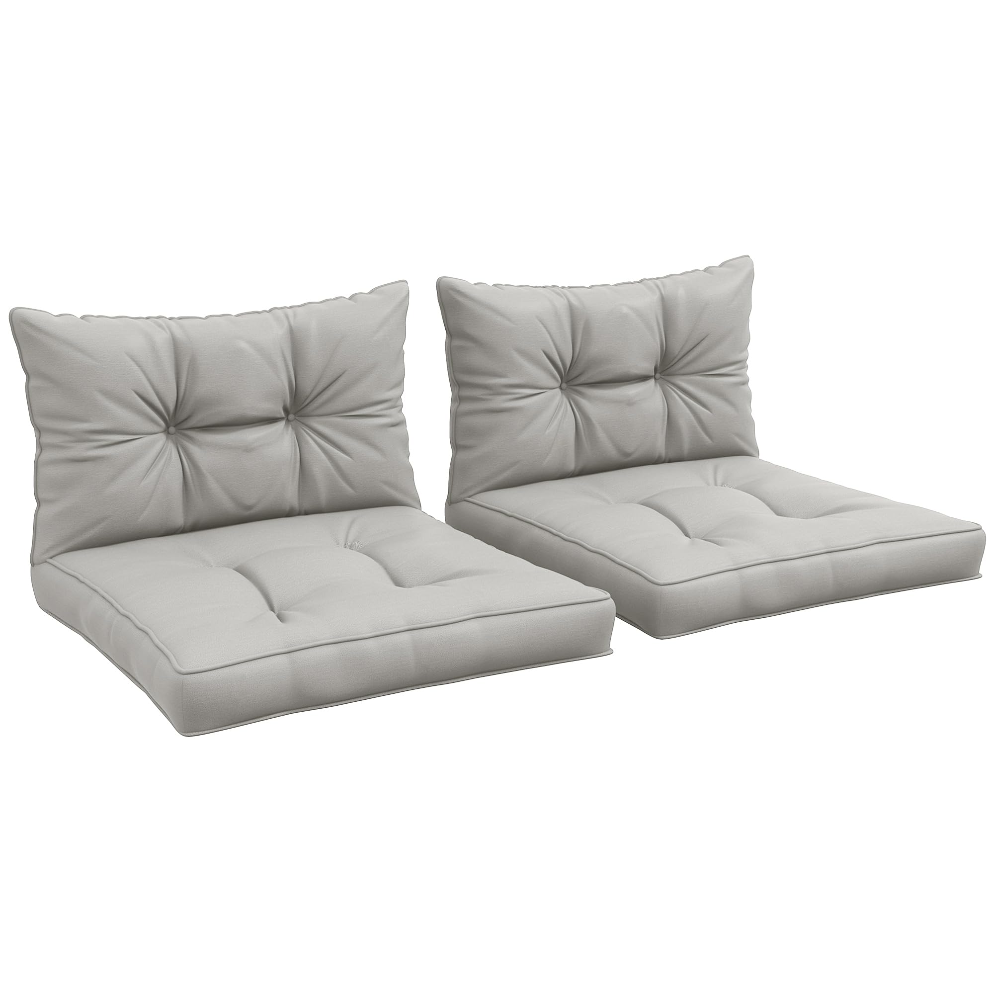 Outsunny 2 Piece Outdoor Seat Cushion Set - Light Grey