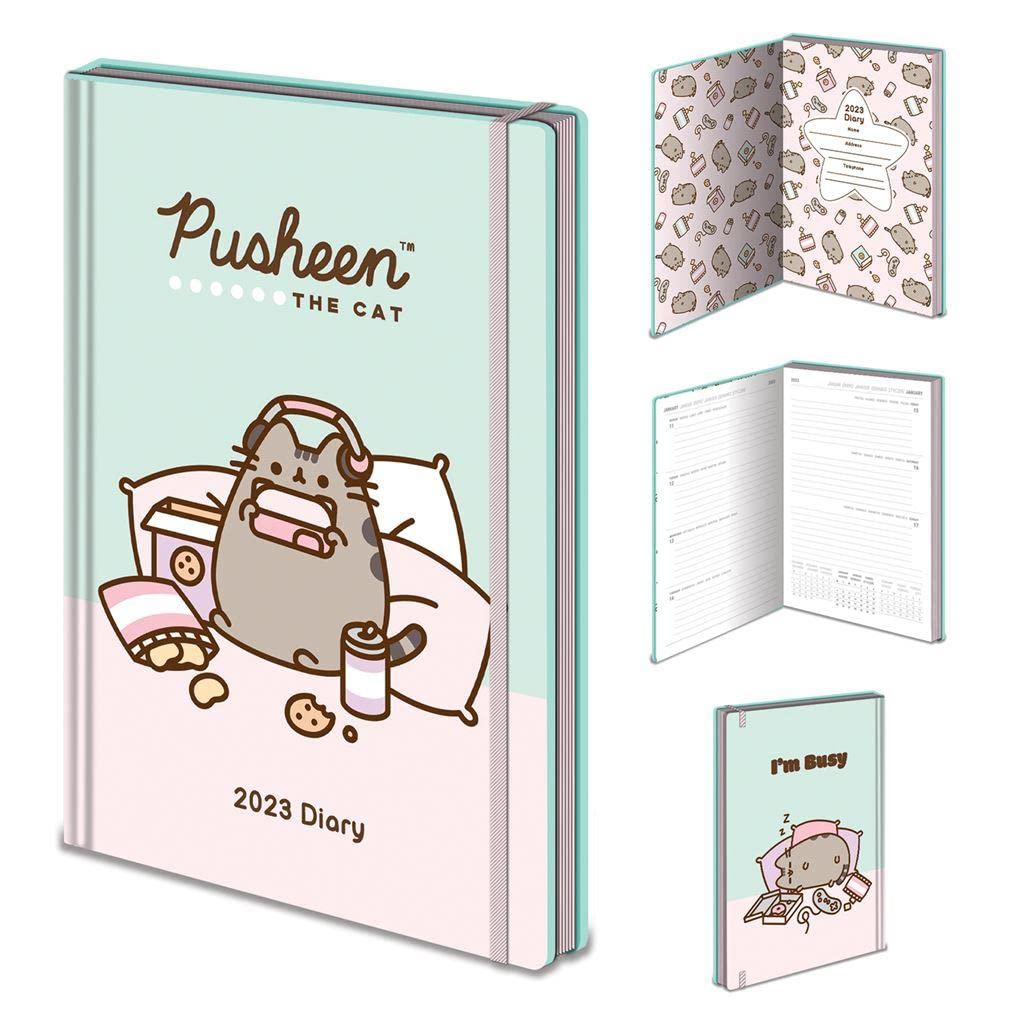 Pyramid International Pusheen Diary 2023, A5 Hard Cover, Week to a View Planner (I'm Busy Design) - Official Merchandise, Multi-Colour, SR74096