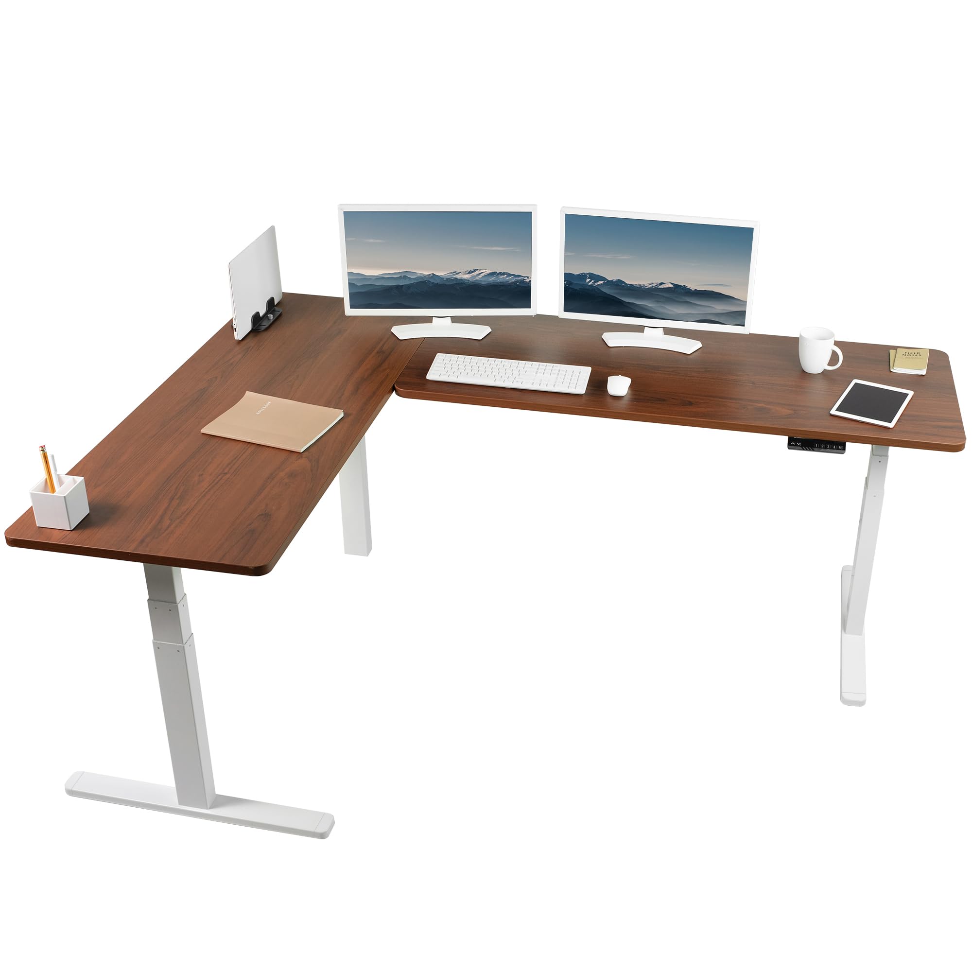 VIVO Electric Height Adjustable 83x60 Inch Corner Desk