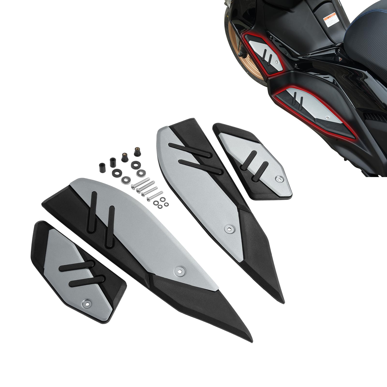 Motorrad-Fußpedal Anti-Rutsch-Dekorative Fußpolster CNC-Aluminiumplattenpedale Fußstützen Fußpolster passend für Yamaha XMAX 125 XMAX 300 X-MAX 400 2022-2025 (Titanfarbe)