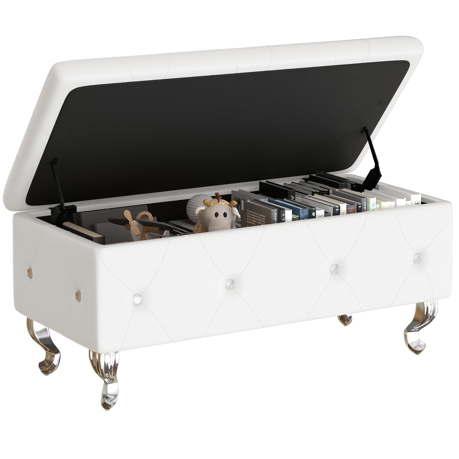 Recaceik Ottoman with Storage, Small Upholstered Storage Bench for Bedroom, Ottoman Bench with Legs for Living Room, End of Bed, Entryway, Window,