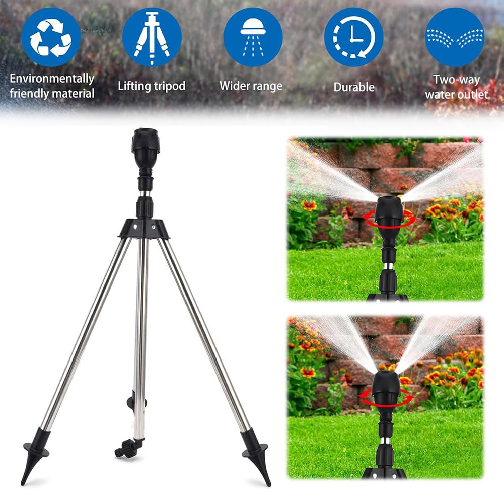Dreibein Rasensprenger 360 Grad Wasser Sprinkler Automatischer Gartensprenger mit Metallgestell for Rasen Bewässerung