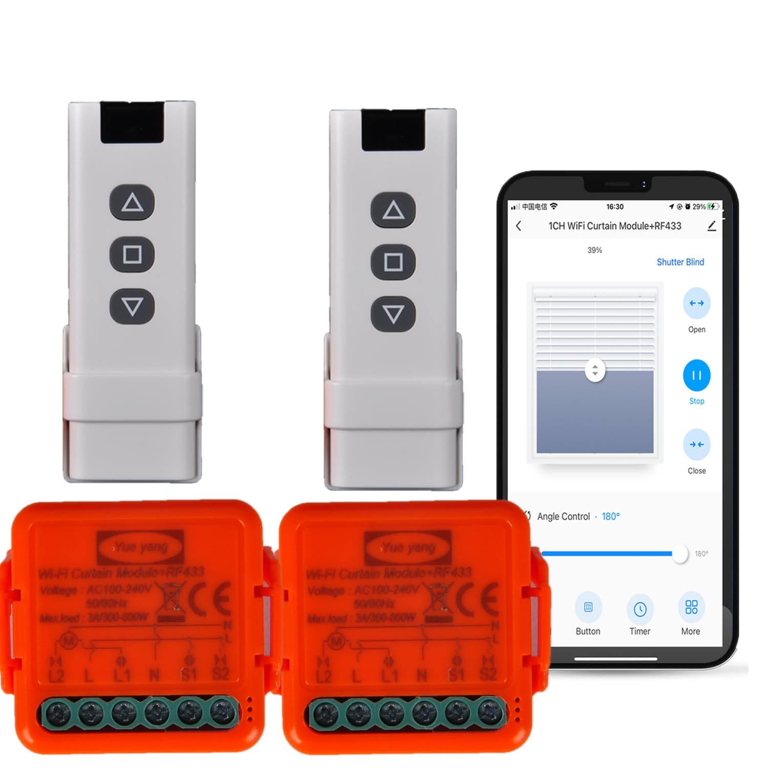 Interrupteur de volet RF, télécommande pour volets électriques, fonctionne en parallèle avec l'interrupteur d'origine, module compatible avec Alexa et Google Home, application SmartLife/tuya (2)