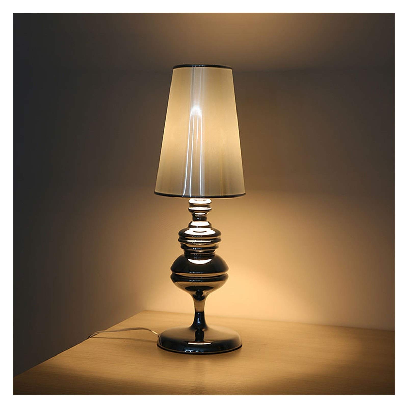 Lampy stołowe. FXJ Prosta lampa stołowa do salonu, sypialni, gabinetu, lampka nocna, biurko czytania, złoty, srebrny korpus