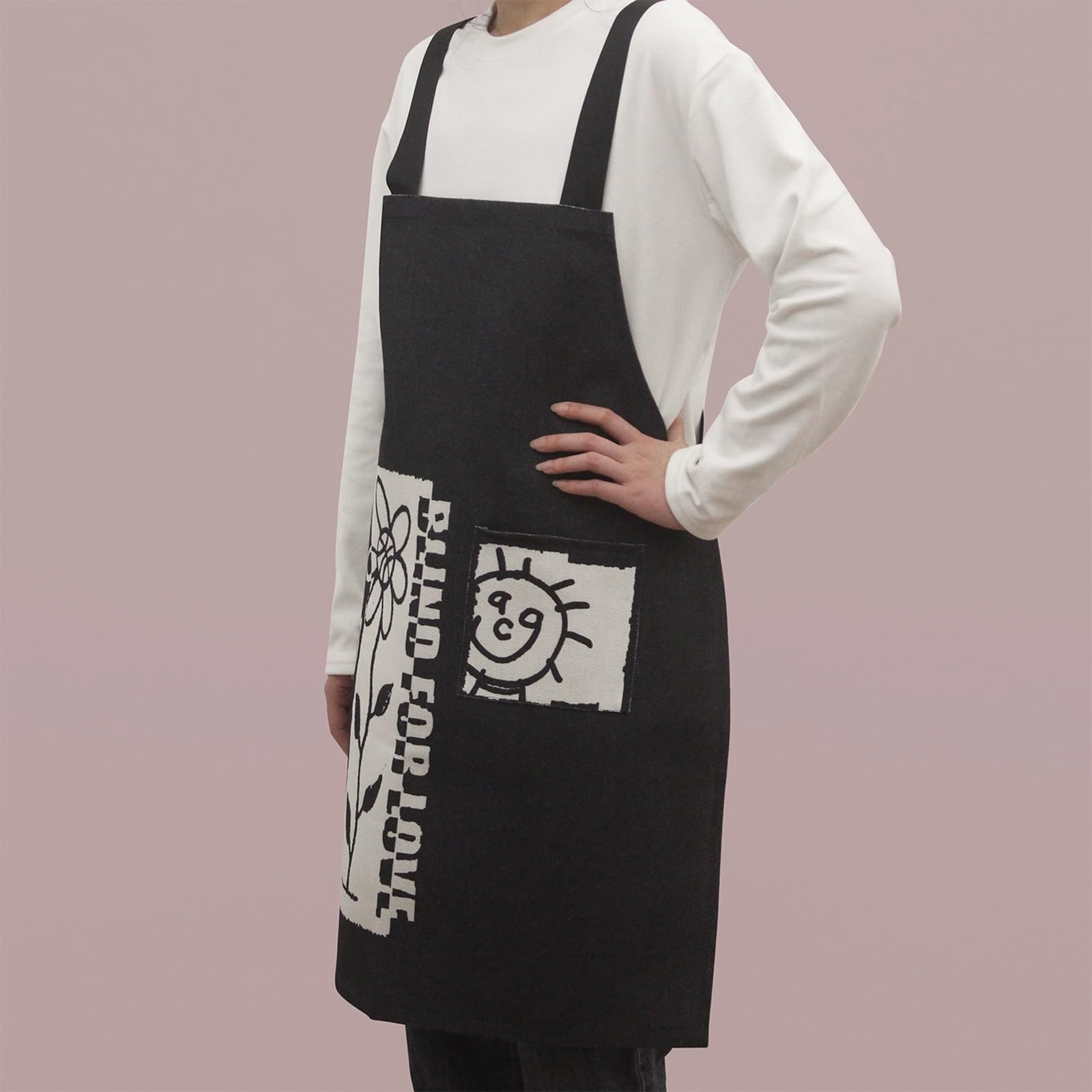 Delantales de Cocina para Hombre y Mujer, de algodón y Lino, para el hogar, la Cocina y el Restaurante, Talla única, Color Negro.