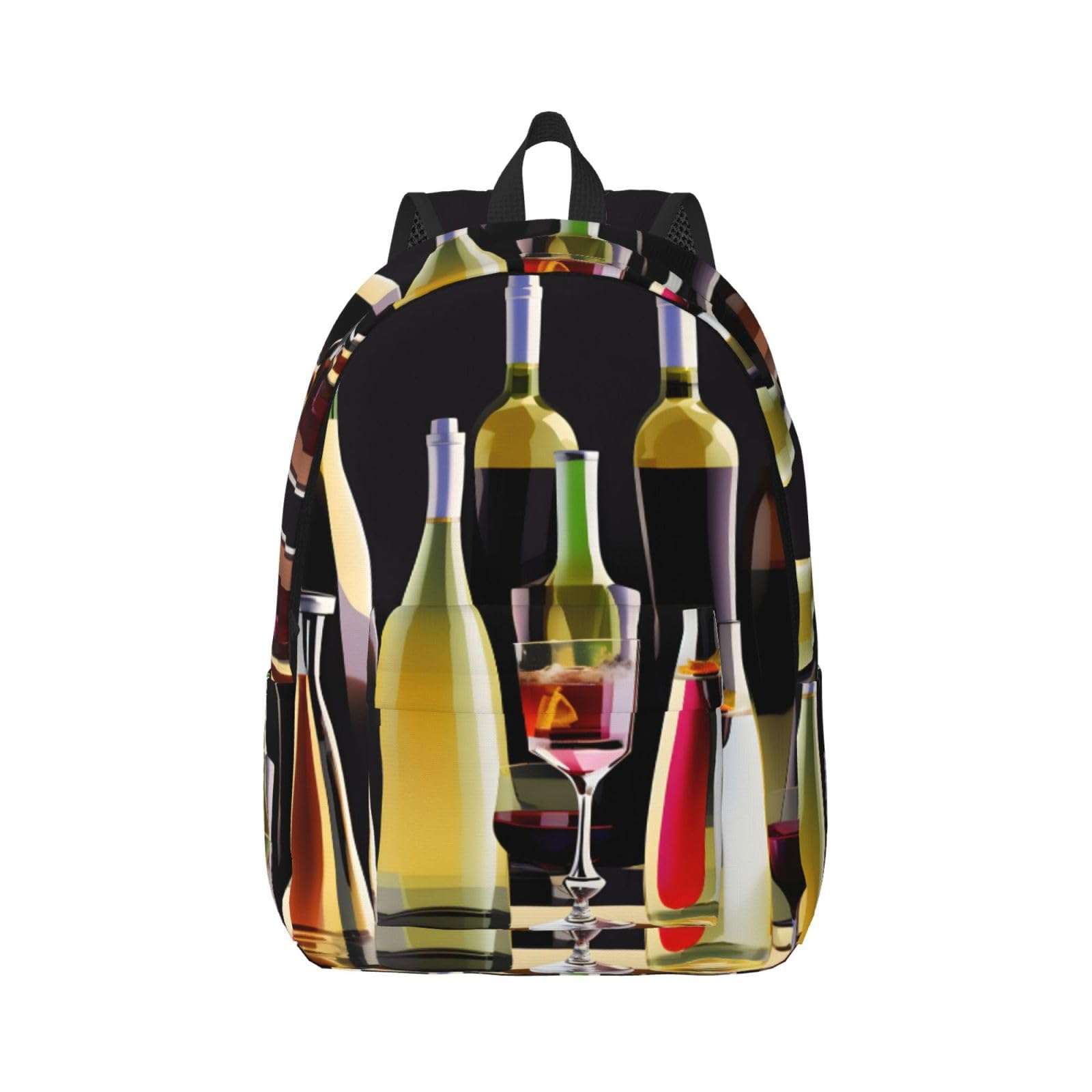 Sac à dos de voyage imprimé verres à cocktail noir en taille Small pour adulte