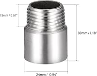 Vista 2 de MECCANIXITY Brazo de extensión de cabezal de ducha, acero inoxidable 1/2PT macho a hembra, rosca hembra de 1.181 in de longitud, accesorio