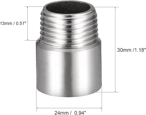 Miniatura 2 de MECCANIXITY Brazo de extensión de cabezal de ducha, acero inoxidable 1/2PT macho a hembra, rosca hembra de 1.181 in de longitud, accesorio de