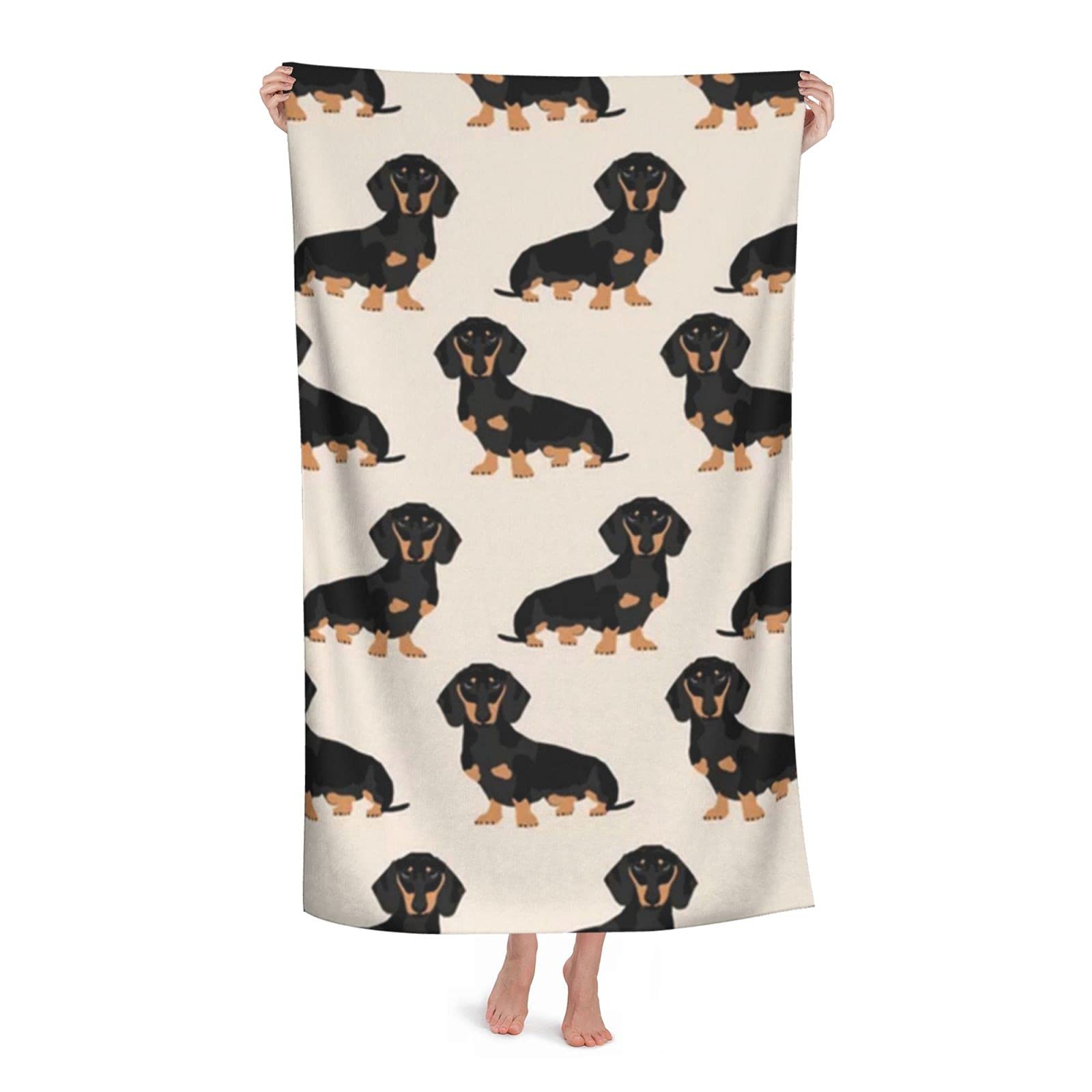 LSRCPD Sausage Dog Beach Towel Highly Absorbent Microfiber Beach Blanket Soft Bath Towels 80 x 130 cm