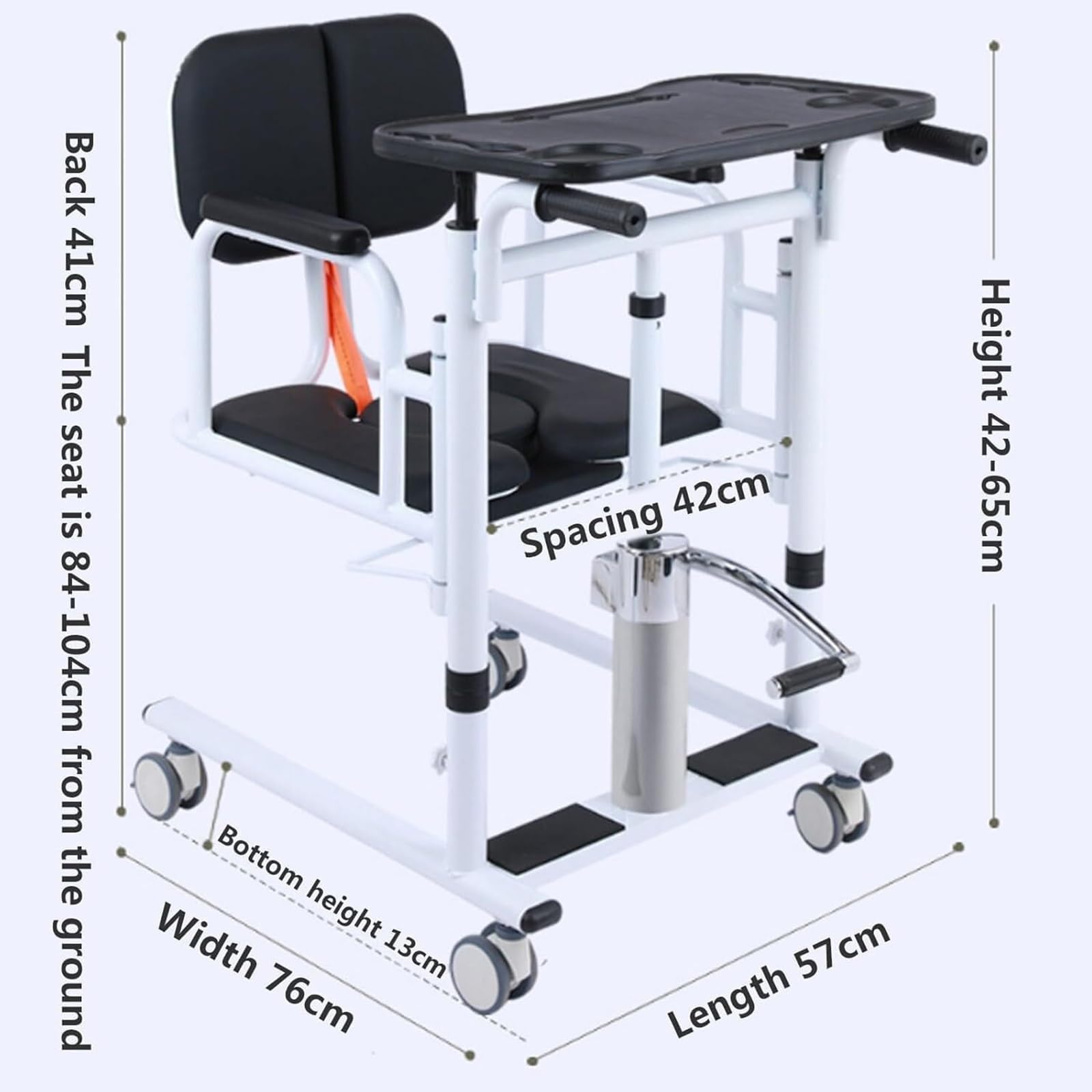 Hydrauliczny podnośnik pacjenta do domu, siedzenie dzielone 180° do wygodnego transportu w łazience, regulowana wysokość dla osób starszych i do użytku w sypialni