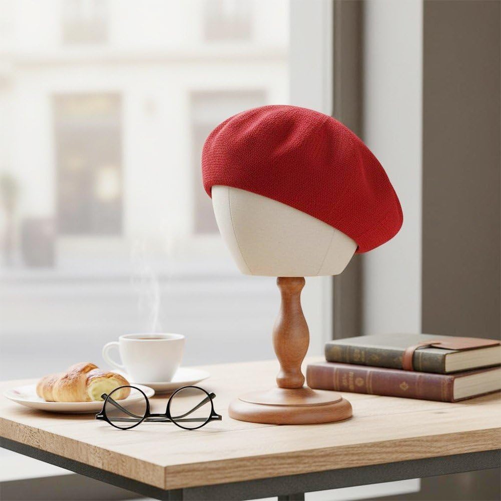 Béret Français Respirant pour Femme, Chapeau D'été Fin Léger De Peintre, Béret Vintage Uni, Casquette Littéraire pour Les Jours