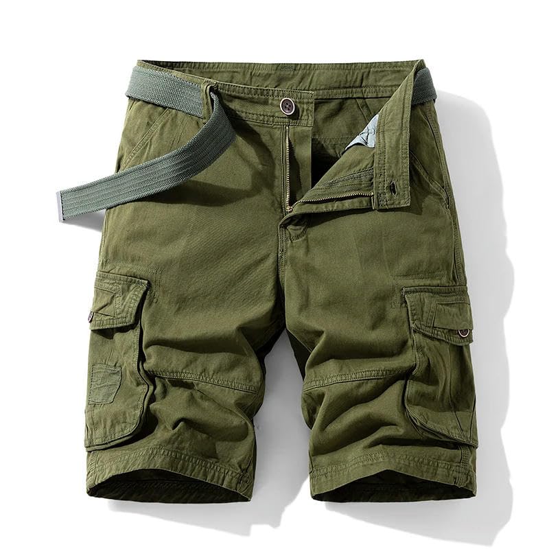 Pantalones cortos de verano para hombre, estilo cargo, estilo cargo, de algodón, recto, cómodos