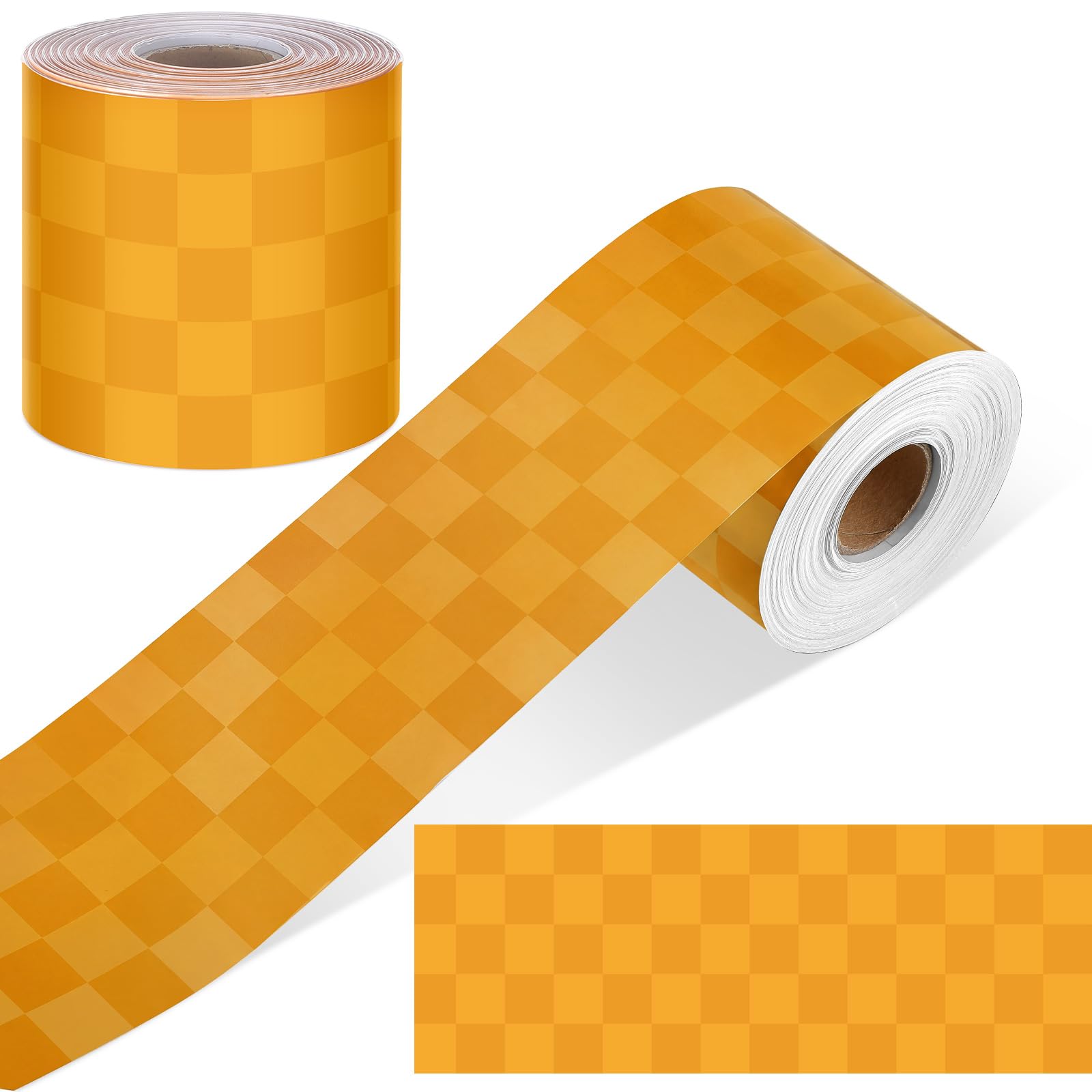 Zonon 65 Feet Orange Checkerboard Borders for Bulletin Board Classroom Trim