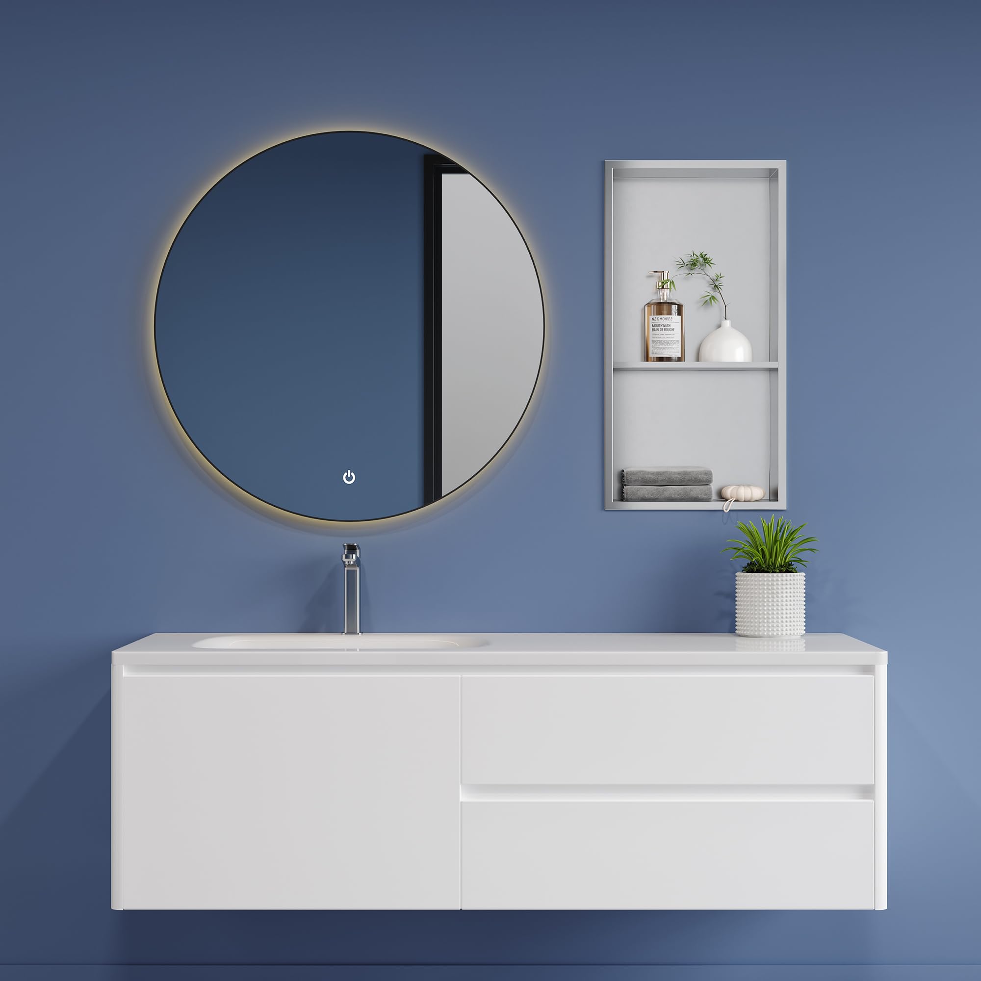 Neodrain Doccia con nicchia a parete in acciaio inox doccia doppia nicchia stoccaggio per bagno 60 x 30 cm, spazzolato