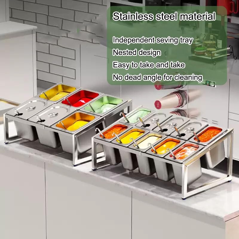 Stacja do pizzy, uniwersalna taca do serwowania przypraw do akcesoriów do pieczenia pizzy na świeżym powietrzu, pojemnik na przyprawy ze stali nierdzewnej 304 z pokrywką (B)