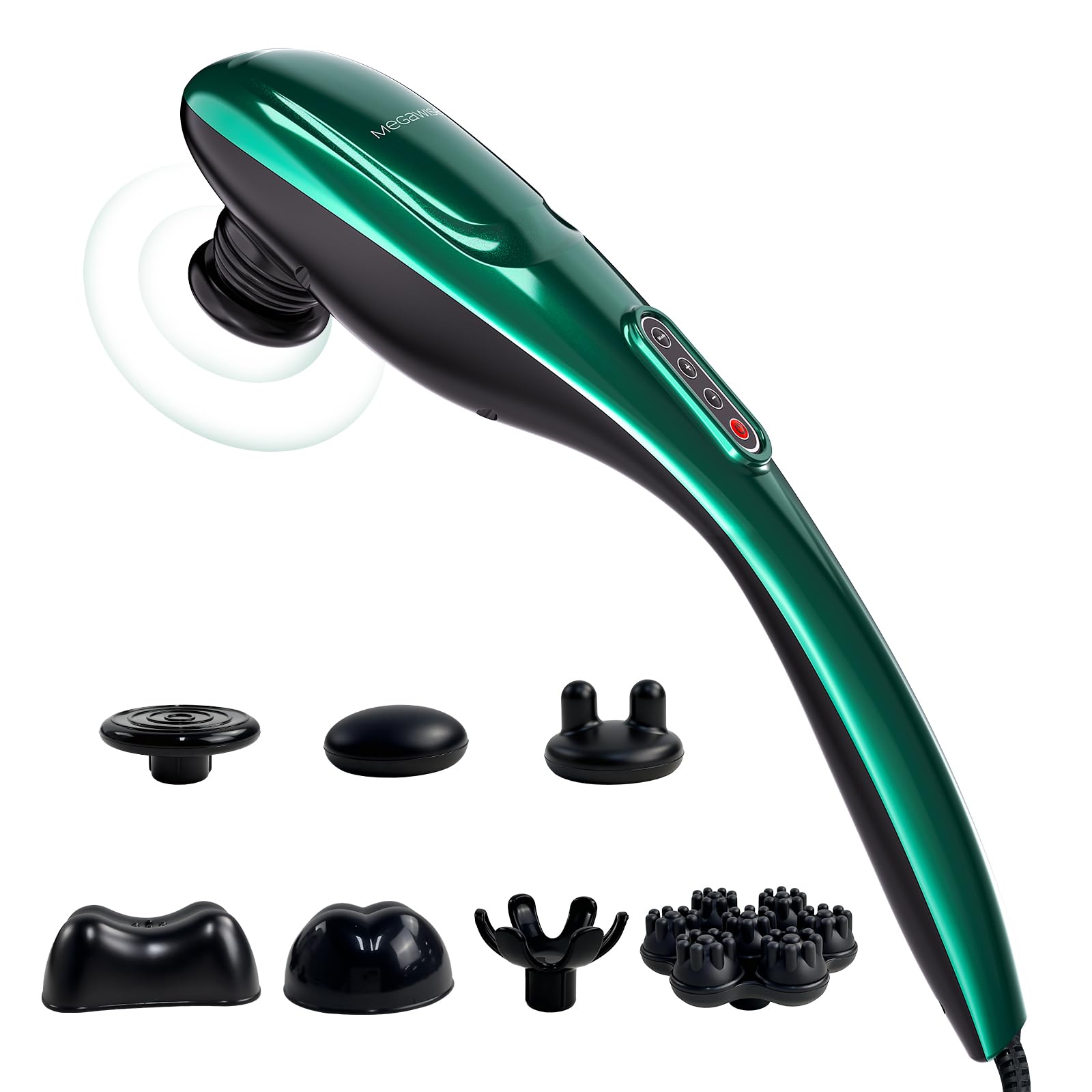 Masajeador de espalda de mano | Masaje de percusión de tejido profundo para espalda, cuello, hombros, cintura y piernas (verde oscuro)