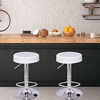 Vista 2 de WATERJOY Juego de 4 taburetes de bar redondos ajustables, taburete giratorio de PU con reposapiés