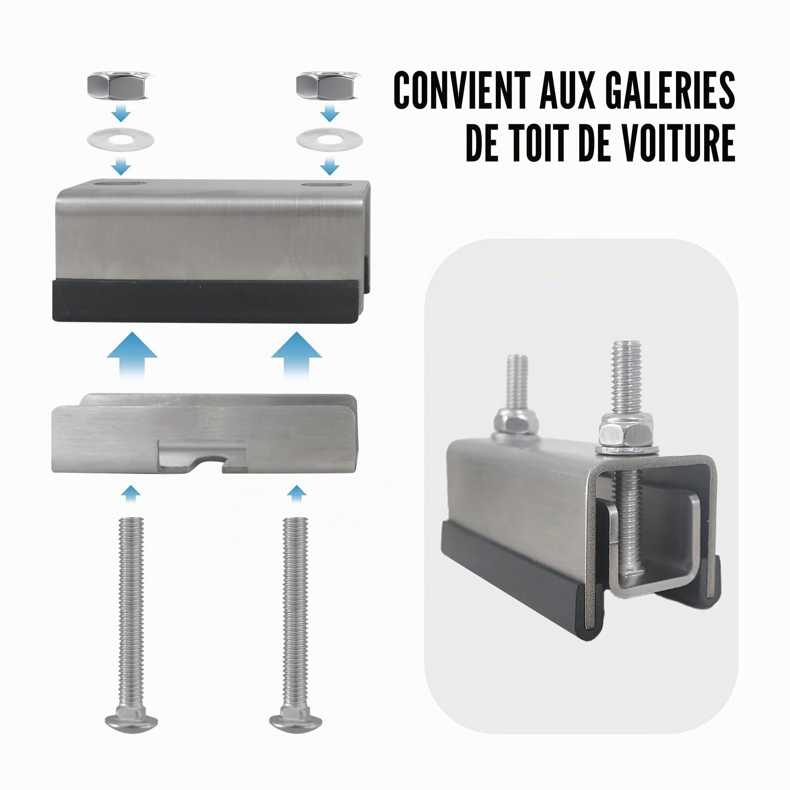 Kit de montage de toit en acier inoxydable 304 BSWAN pour van - Compatible avec RAM Promaster, Peugeot Boxer, Citroën Jumper et Fiat Ducato (6) - Rack de Toit