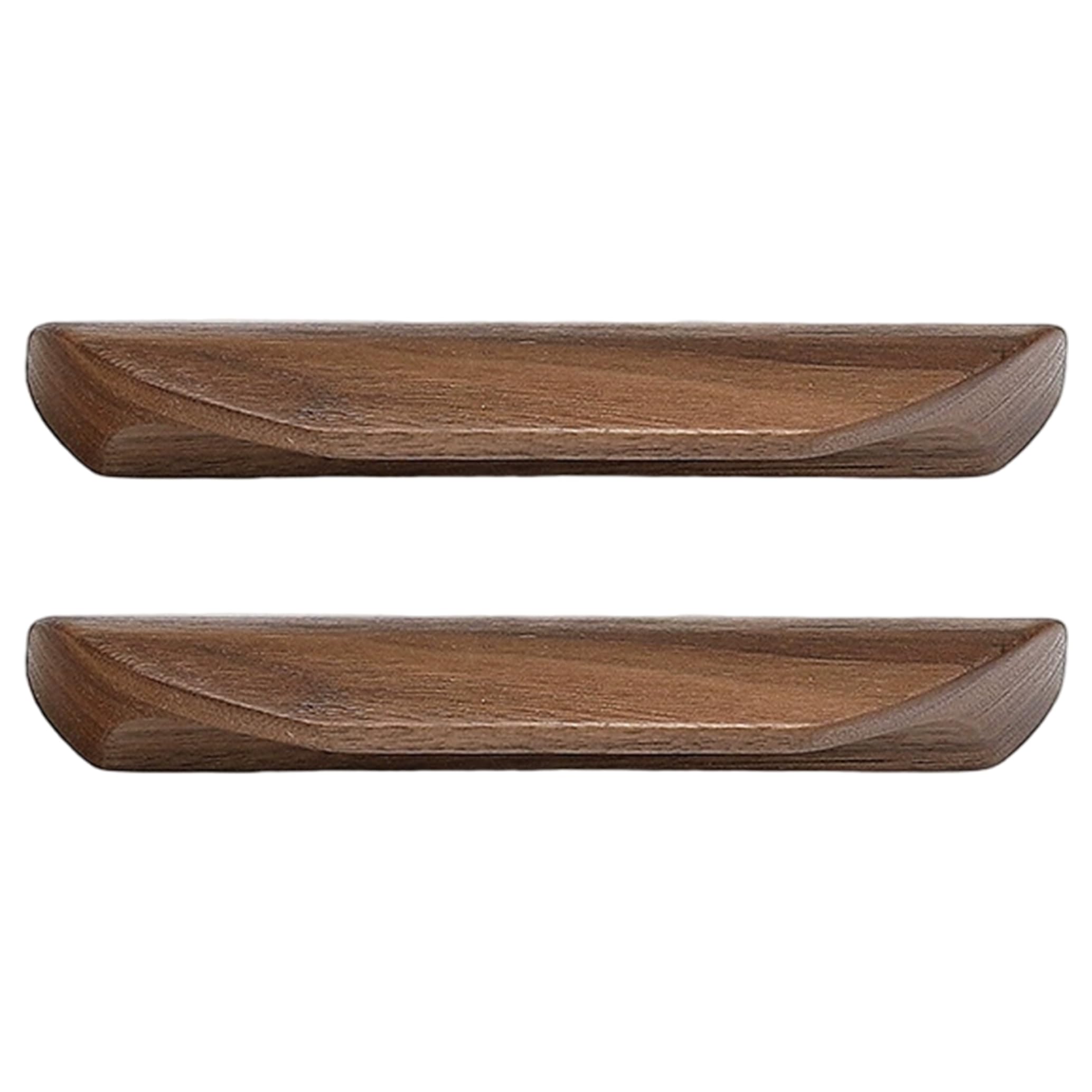 2PCS Wood Cabinet Pulls, Rustic Wood Drawer Pulls Natural Walnut Grip & Alloy Base for Wardrobes, Desks, Cabinets, and Drawers, 4 Inch