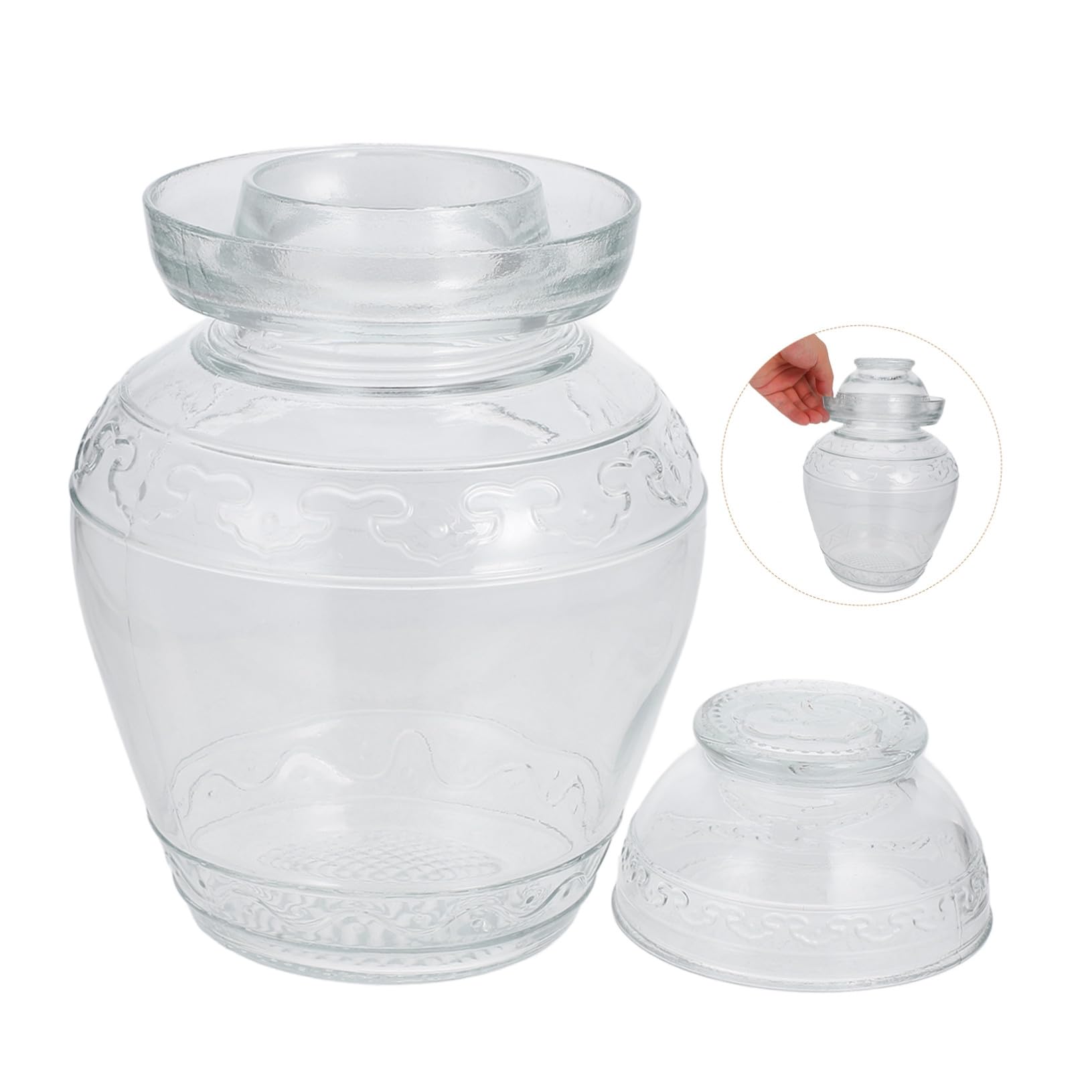 Gatuida Gurkenglas aus Glas, Transparent, für Lebensmittel, Küche | Großes Fassungsvermögen, Lebensmittelversiegelt, Schlichtes Modernes Design