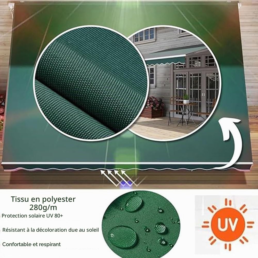 Store Rétractable Balcon, Toile De Remplacement De Store Banne Manuel, Tissu De Remplacement pour Auvent De Terrasse, Anti-UV, 200 250 300 350 400 500cm(Dark Gray,11.5x10ft/350x300cm)