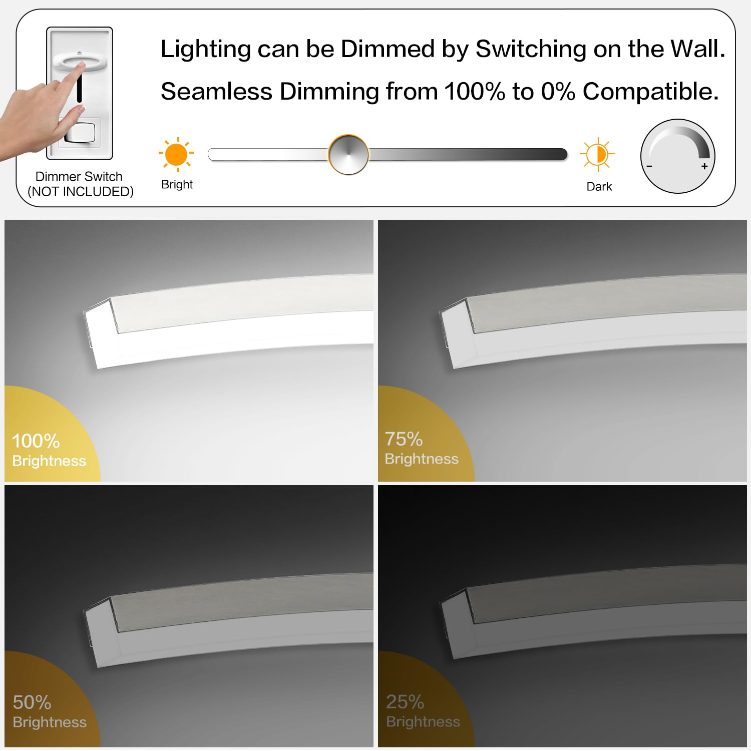 PRESDE 40inch Modern Dimmable LED Bathroom Light Fixtures Over Mirror, Brushed Nickel Vanity Light, Bath Wall Mount Lights