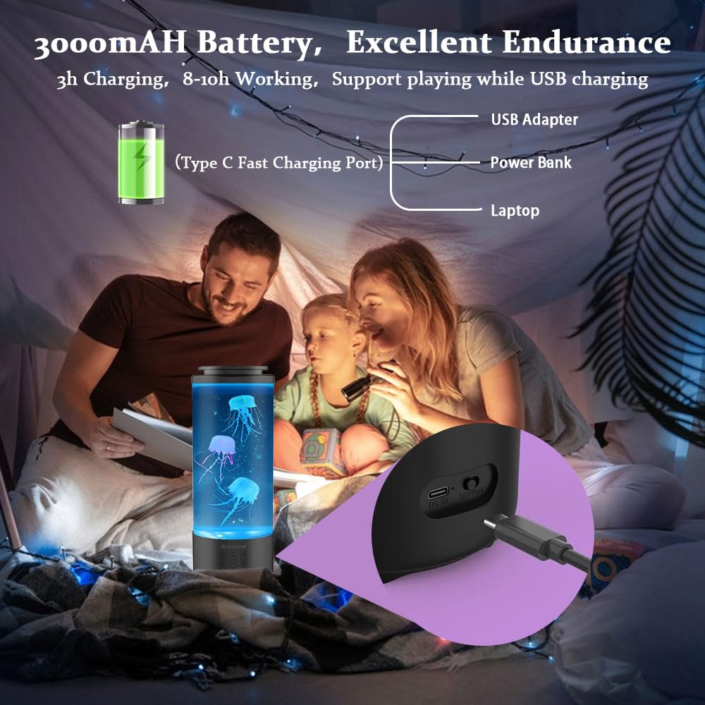 Jellyfish Lamp, Led Quallen Aquarium Lampe Quallen Lampe mit Fernbedienung Bluetooth Quallenlampen mit 7 Farbwechsel mit 4 Lichtmodi Lavalampe Quallen Lampe, für Zuhause Dekoration (Schwarz)