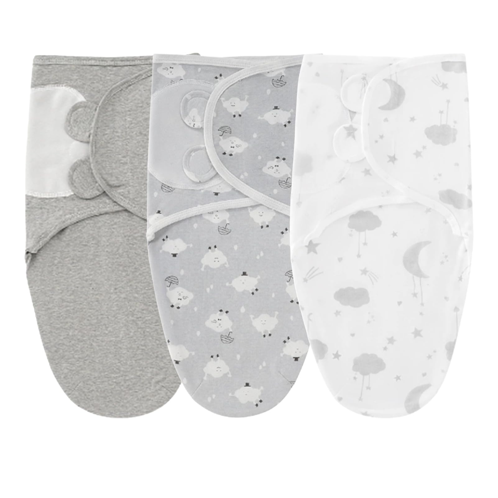AUFIKR 3-Piece Baby Swaddle Set, Swaddle Blanket 0-3 Months, Newborn Sleeping Bag, Baby Essentials for Newborn (Sheep