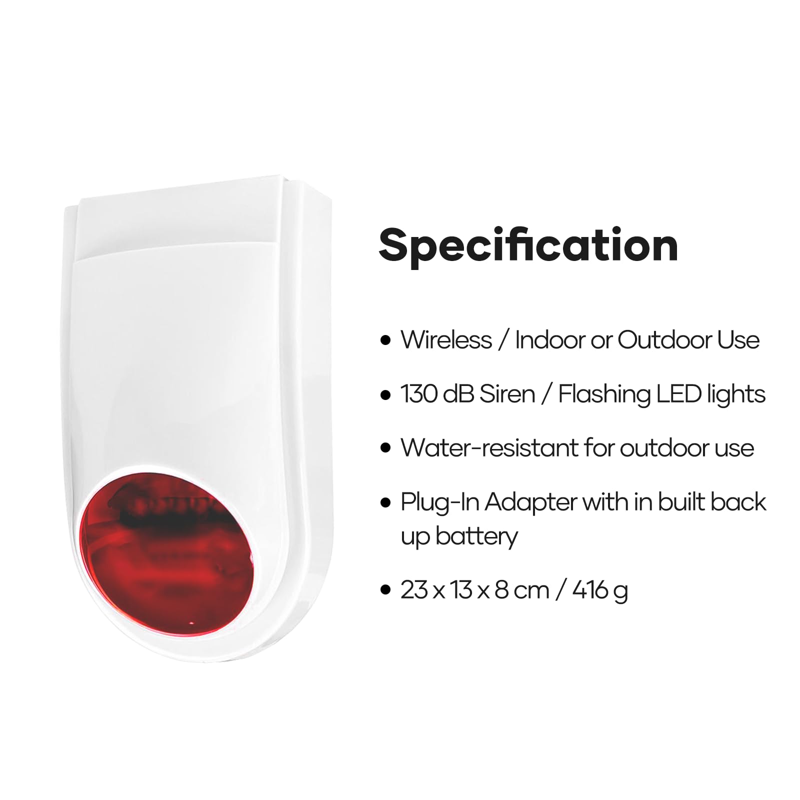 Allarme Esterno AGSHOME Con Sirena 130dB E Luci LED Lampeggianti - Compatibile Con Sistema AGSHOME