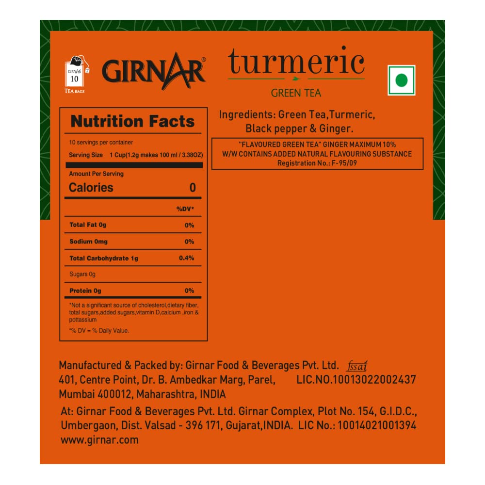 Girnar Green Tea with Turmeric (10 Tea Bags) - Image 2 thumbnail