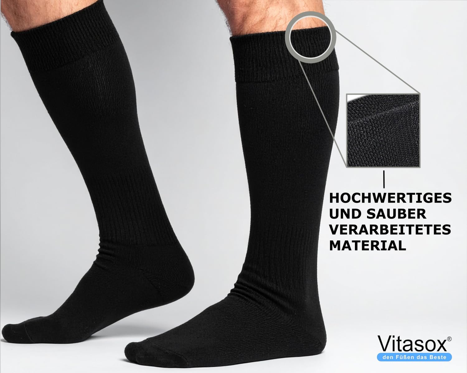 Vitasox Stützkniestrümpfe für Damen & Herren 6 Paar, Reisekniestrümpfe aus Baumwolle, Stützstrümpfe mit leichter bis mittlerer Kompressions, Kompressionsstrümpfe für Büro und Alltag