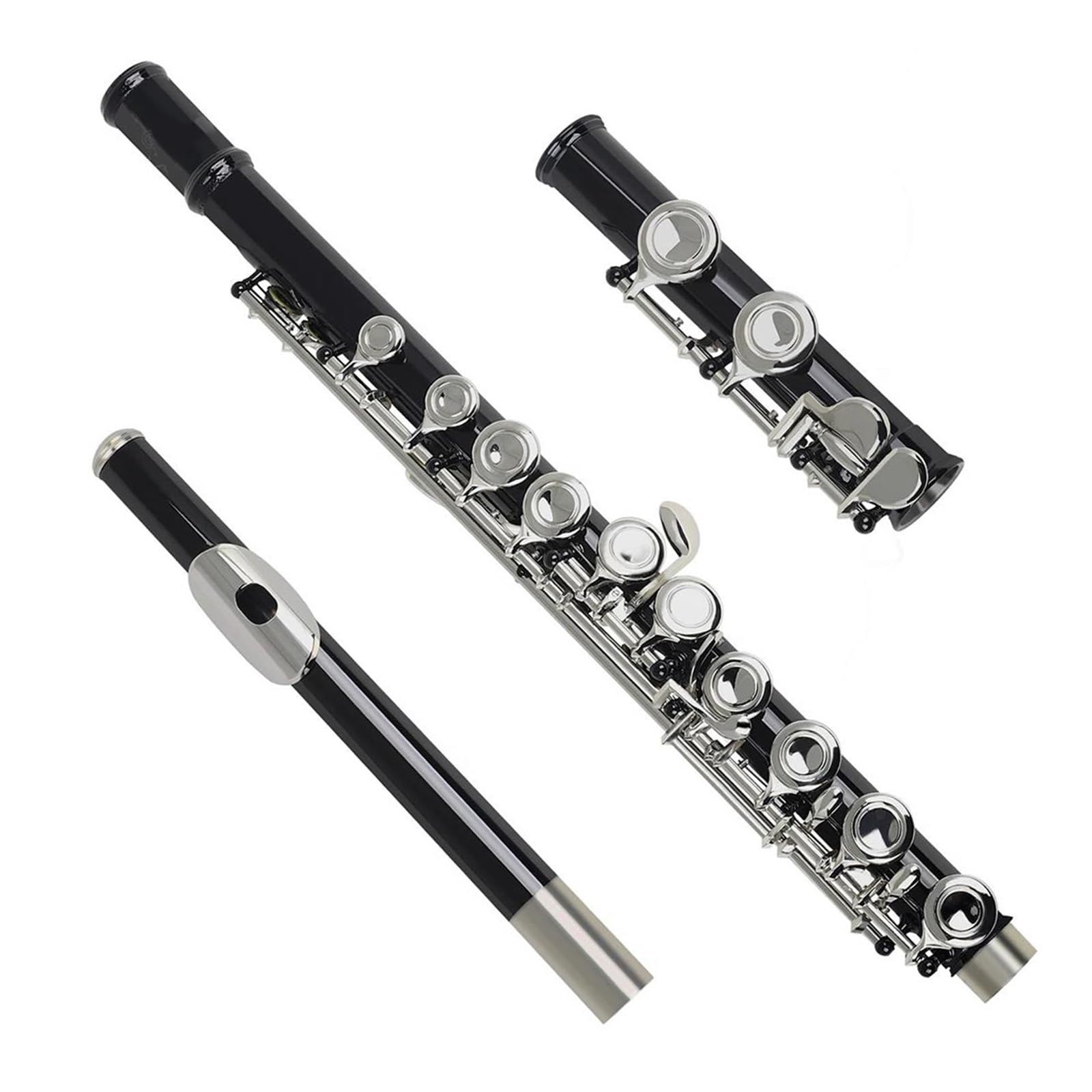 Flauto Flauto nero Chiave d'argento16 Fori aperti chiusi Chiave C Strumento musicale da concerto per flauto traverso professionale