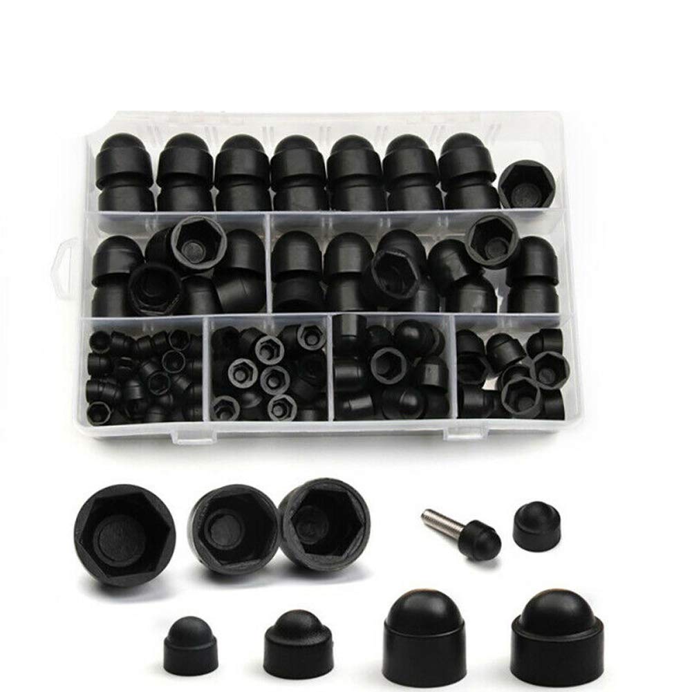 Uxcell Plastic Dome Nut Covers - M16 Size, Black PP Caps, 50pcs For Hex Nut Protection