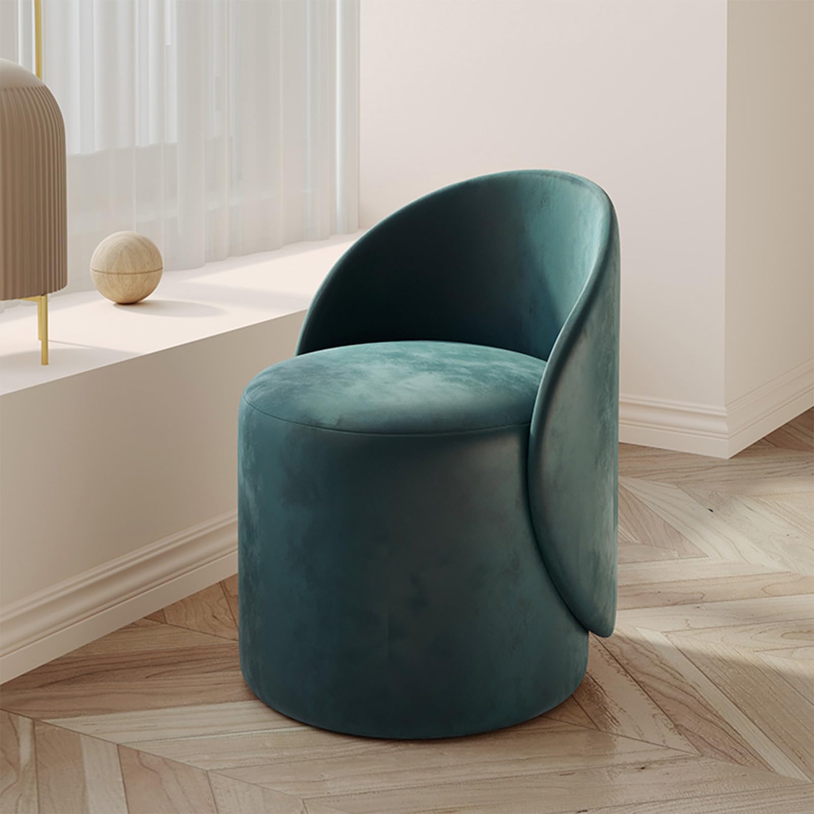 WANGTIAN Taburete de Lavabo para Maquillaje, Taburete Redondo de Cordero Blanco, Asiento de tocador de Terciopelo, Taburete de sofá Giratorio de 360°, Dormitorio, Sala de Estar, Entrada, Oficina, Des