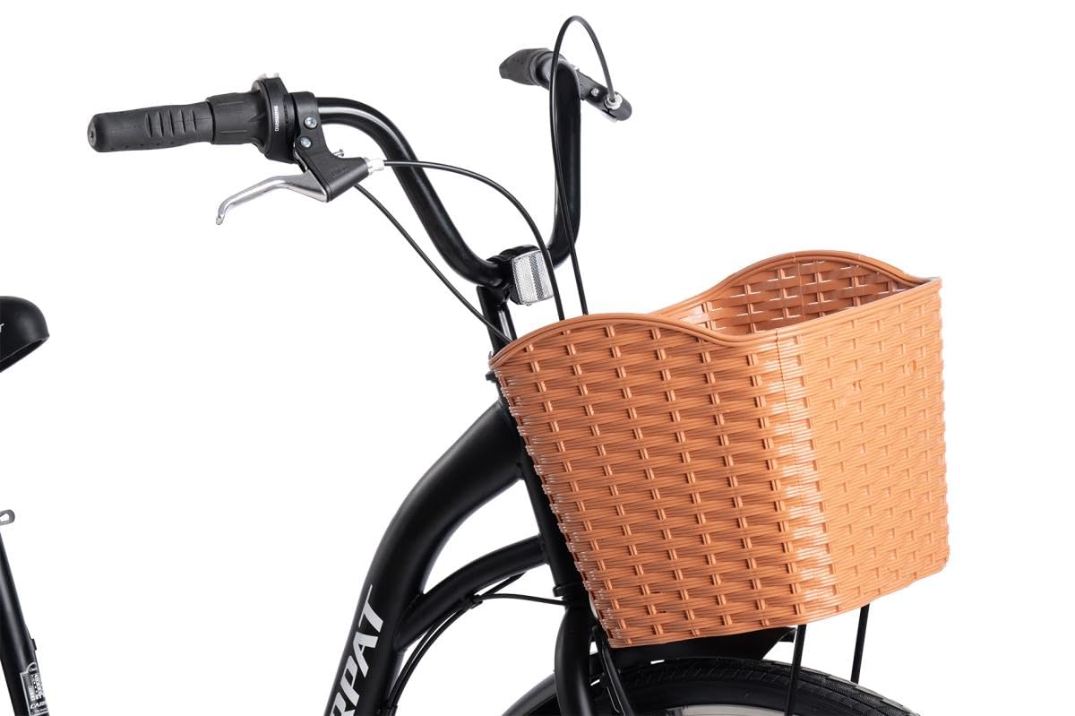 STAPERFO City Bike 26 Zoll für Erwachsene 150-165 cm, 7-Gang Schaltung, V-Bremse, Trekkingrad mit Gepäckträger und Frontkorb, 85% vormontiert, Schwarz Sport & Freizeit