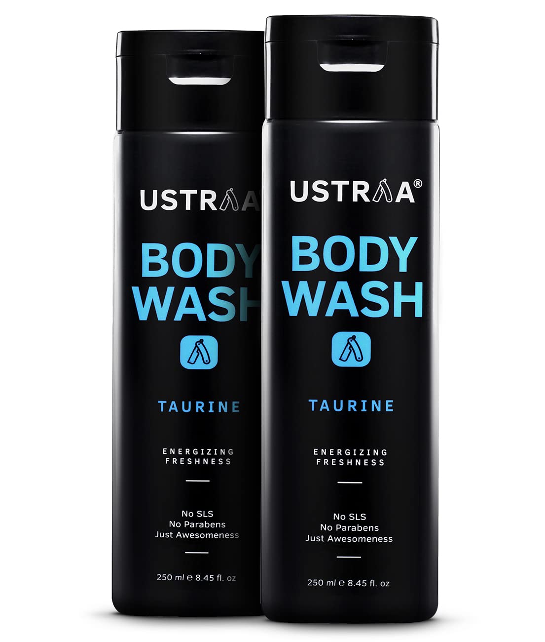 Body Wash - Taurine - 2 x 250 ml (Pack of 2) - For Men | Menthol Cooling, Energizing freshness & No Post-Shower Dryness, Intense Foaming without Sulphates | Suitable for all Skin Types
