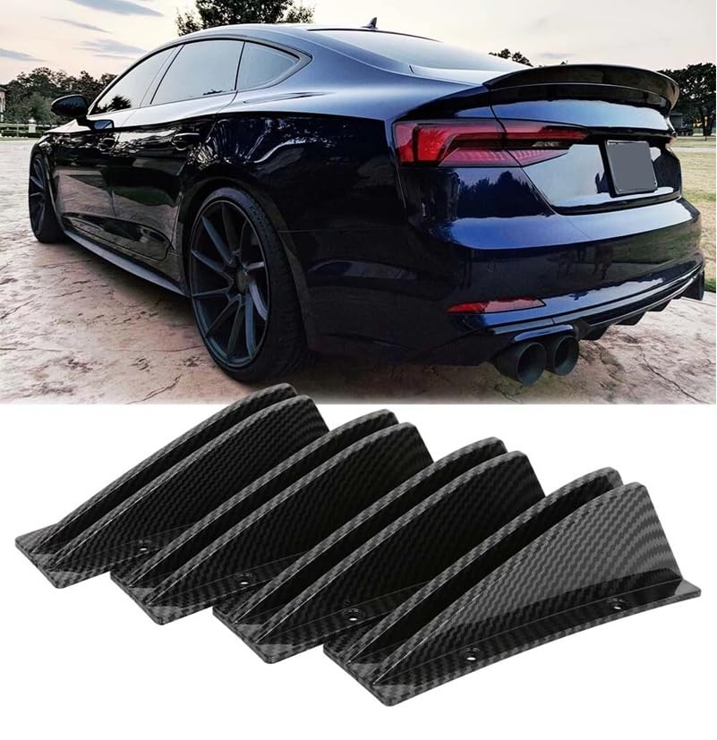 AutoBizarre Car Rear Spoiler Pack of 4 Car Rear Lower Bumper Wing Lip Diffuser Shark Fin Spoiler Universal for Cars (Carbon Fiber)-picture-13