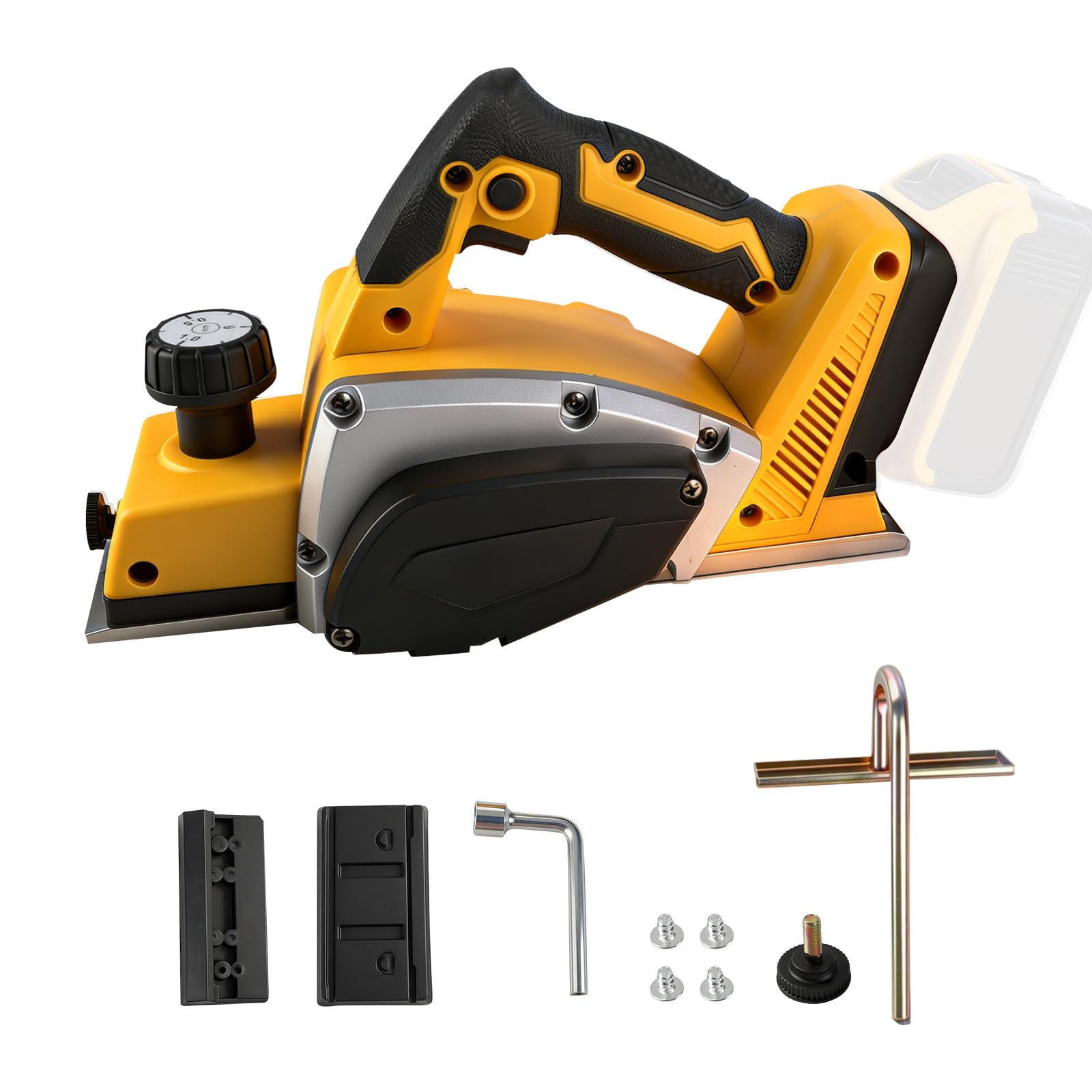 Cepilladora de mano eléctrica inalámbrica compatible con batería Dewalt de 18 V y 20 V, cepilladora eléctrica de madera de mano sin escobillas de 15000 rpm, ancho de corte de 82 mm, profundidad