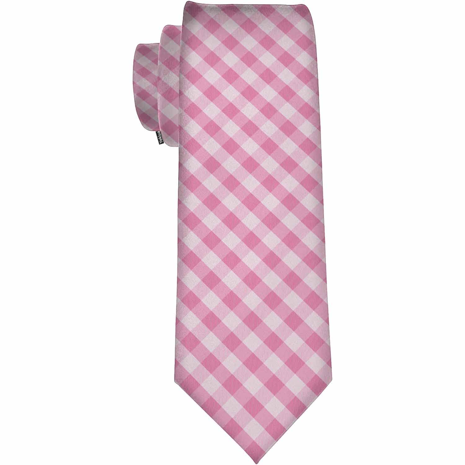Yekiua White Pigeon Men's Ties Jesus Cross On Black Neck Tie Business Wedding Formal Fashion Necktie, Pink Gingham, One Size