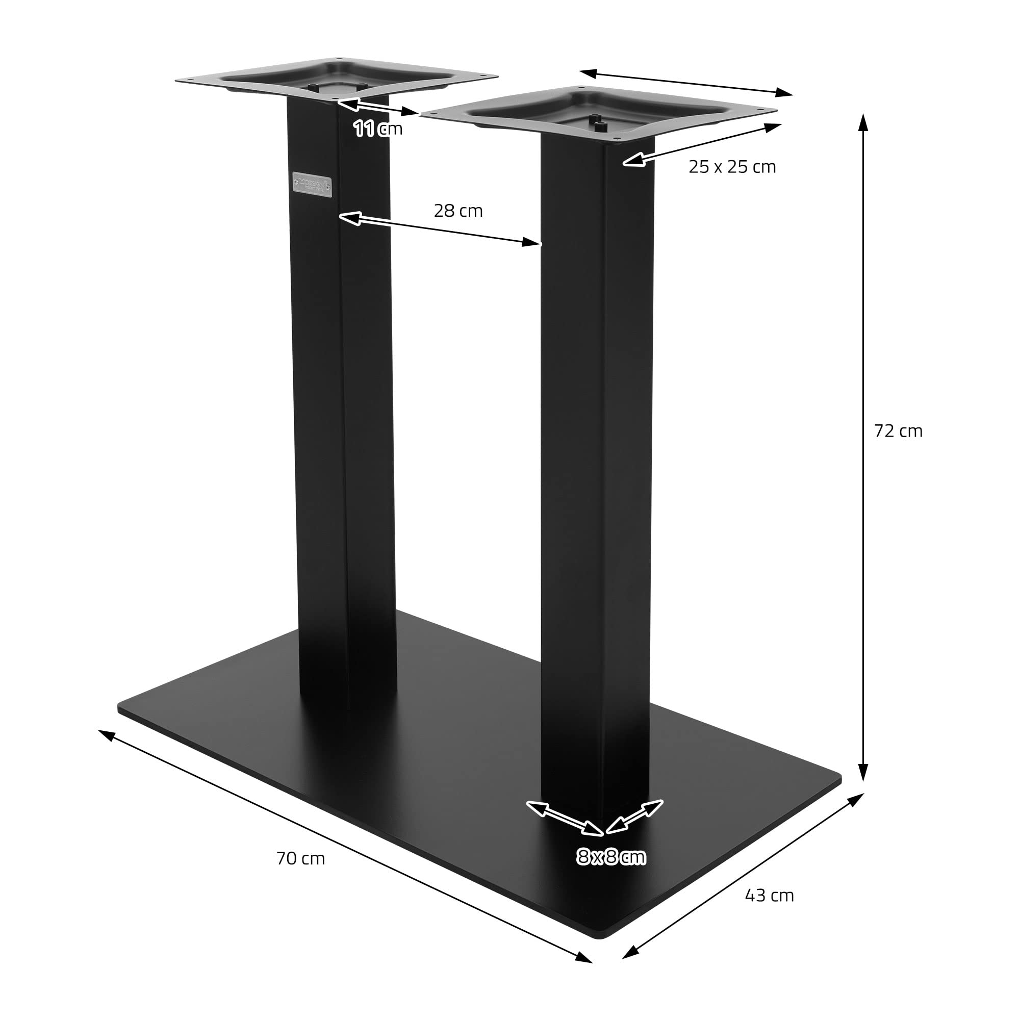 ML-Design Bastidor de Mesa Doble Patas para Mesa 70 x 43 x 72 cm Soporte Rectangular Negro Mate de Metal (Acero) Recubierto de Polvo Base para Escritorio Columna para Consola Sostén para Tablero Pie