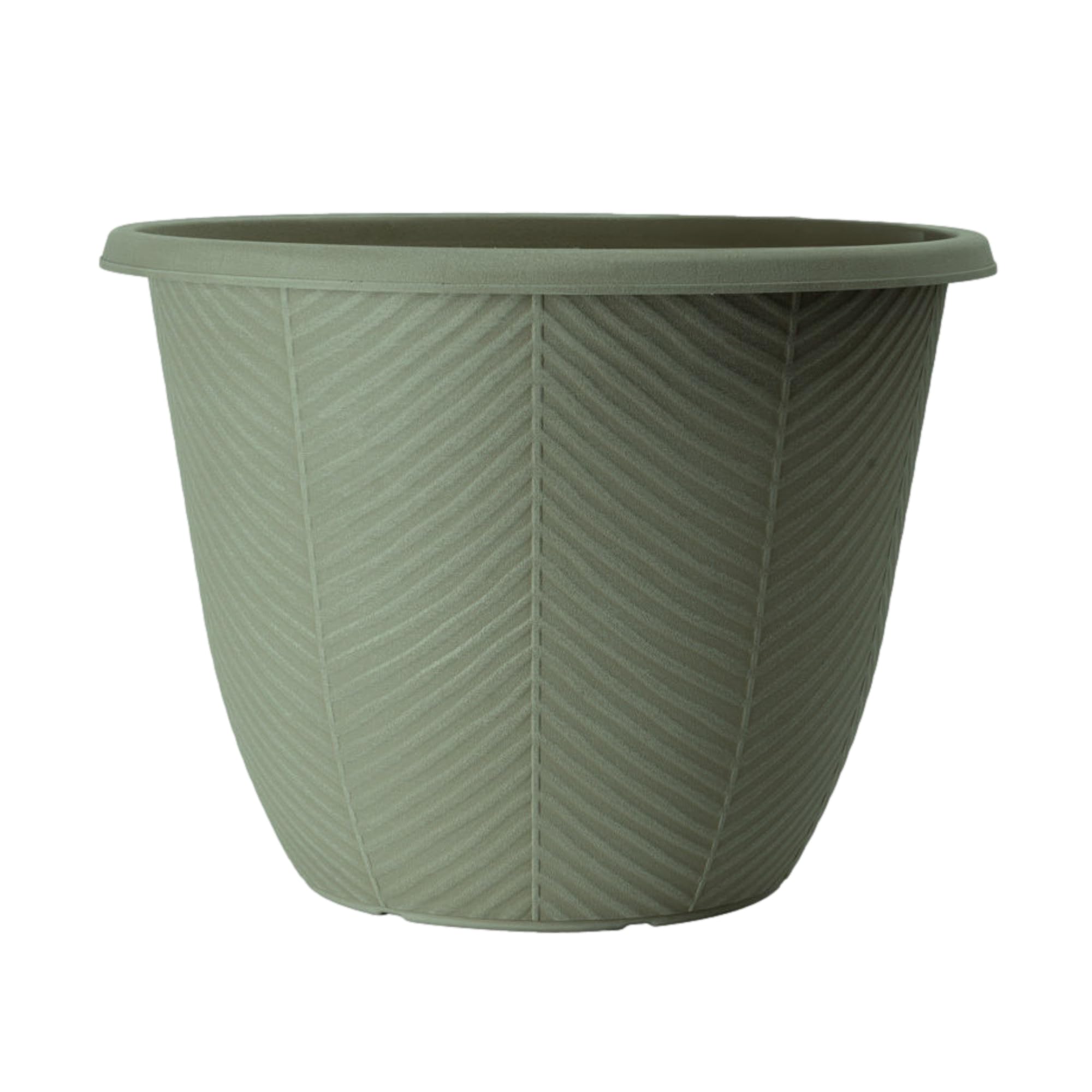 Fyne-Finds Green Round Plastic Plant Pot 32Cm, 13Inch Outdoor 11L Home Garden Planter Cover Pot Drainage Holes, Weather, Frost Proof (1)