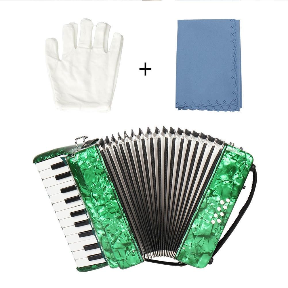 Fisarmonica per Principianti, Strumenti a Tastiera per Fisarmonica a 22 Tasti e 8 Bassi con Tracolla Regolabile per fisarmoniche Professionali per Adulti (Color : Green)