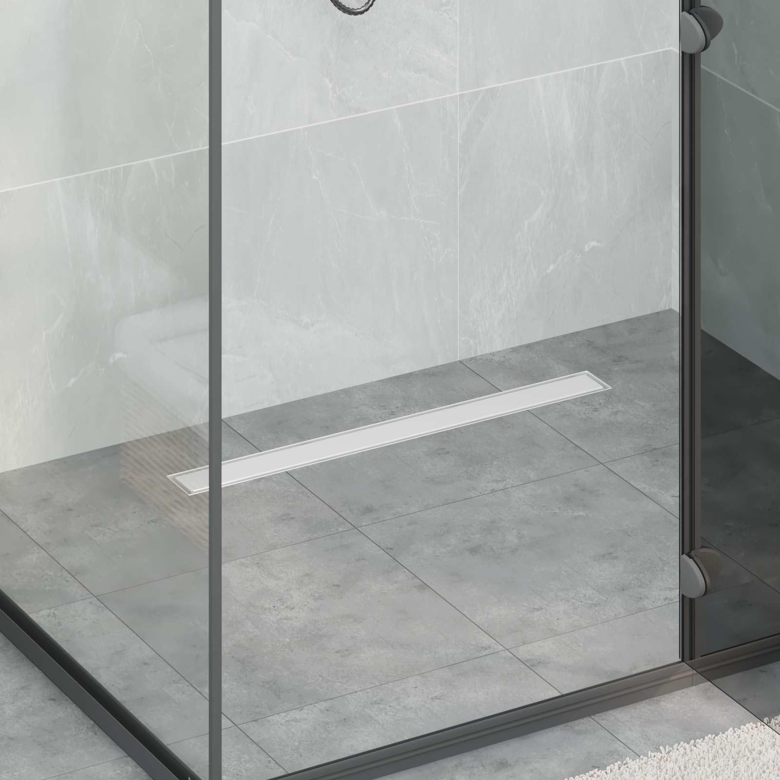 vidaXL Odwodnienie prysznicowe z designem linii Srebrny 90 cm