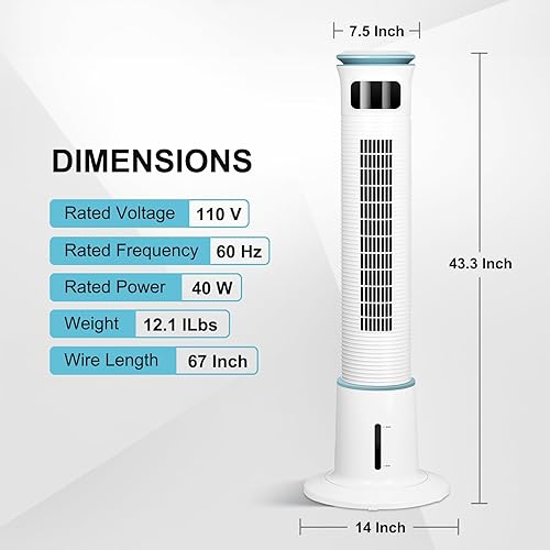 Miniatura 3 de Simple Deluxe Mist Tower Ventilador, 12 velocidades y 3 modos de configuración, ventilador de pie, ventilador de enfriamiento de cierre de